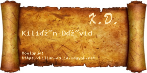 Kilián Dávid névjegykártya
